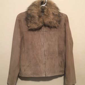 Tan, Fur Collared, Leather Jacket